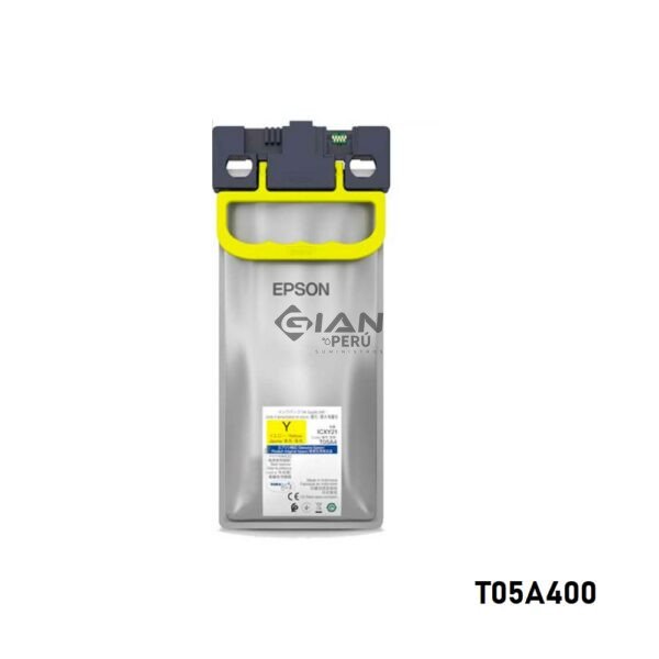 Tinta Epson T05A400 Amarillo original para WF-C878R y WF-C879R. Alta capacidad, hasta 20.000 páginas ISO en color. Envíos a todo el Perú.