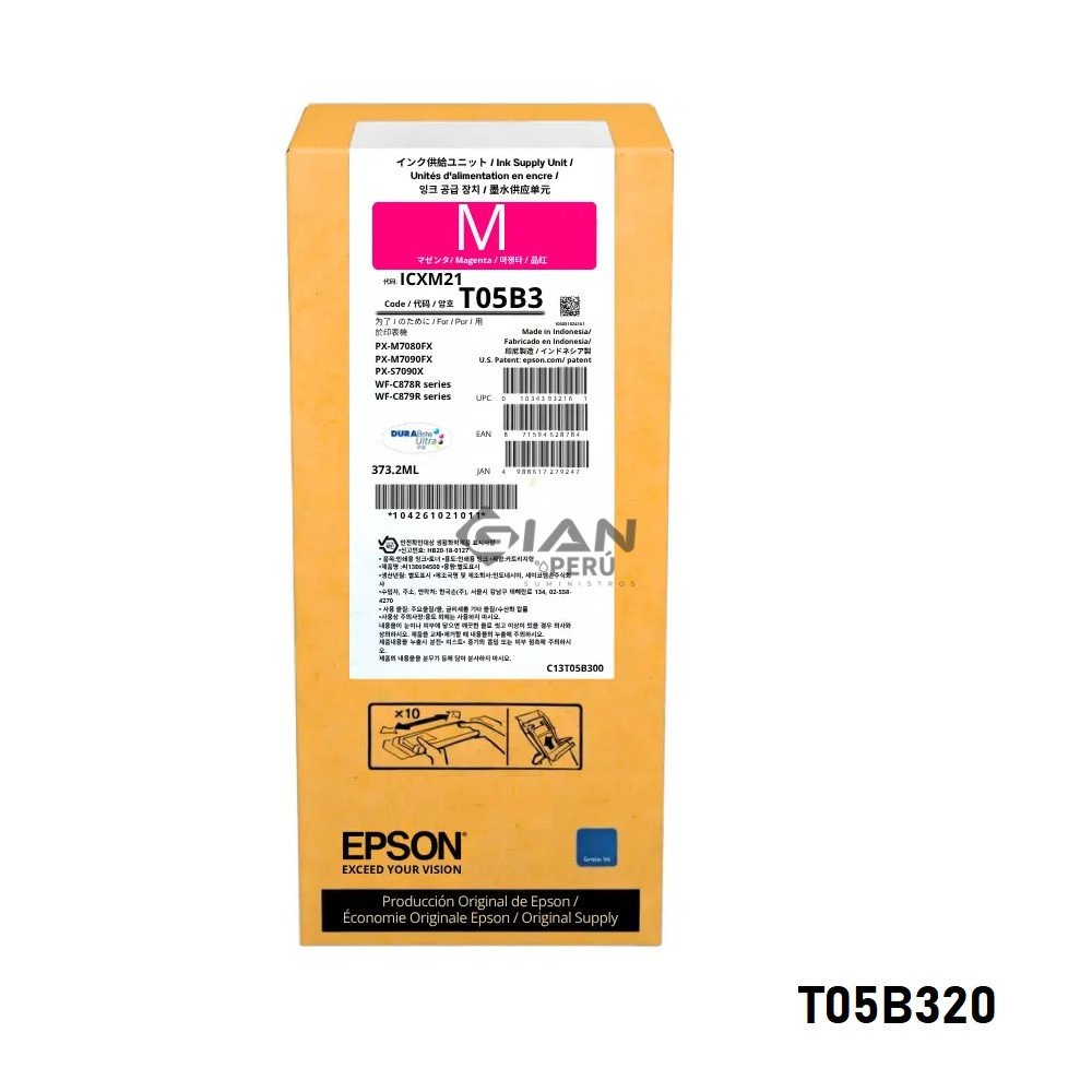 Tinta Epson T05B320 Magenta Original para WF-C878R y WF-C879R. Ultra alta capacidad, DURABrite Pro y hasta 50,000 páginas ISO.