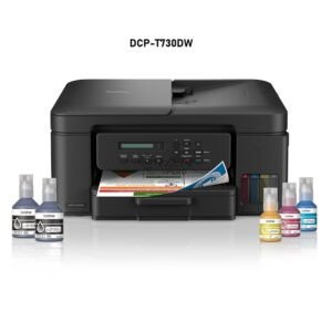 Compra la Impresora Brother DCP-T730DW multifuncional a color con WiFi, dúplex automático, ADF y tanque de tinta de alto rendimiento.