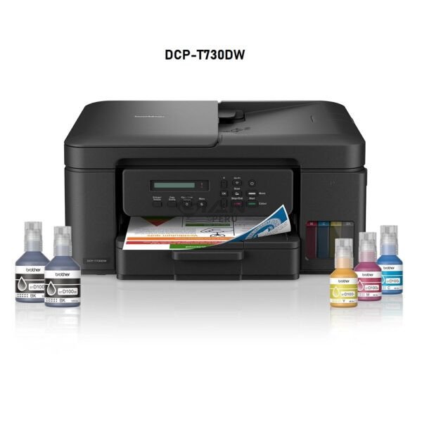 Compra la Impresora Brother DCP-T730DW multifuncional a color con WiFi, dúplex automático, ADF y tanque de tinta de alto rendimiento.