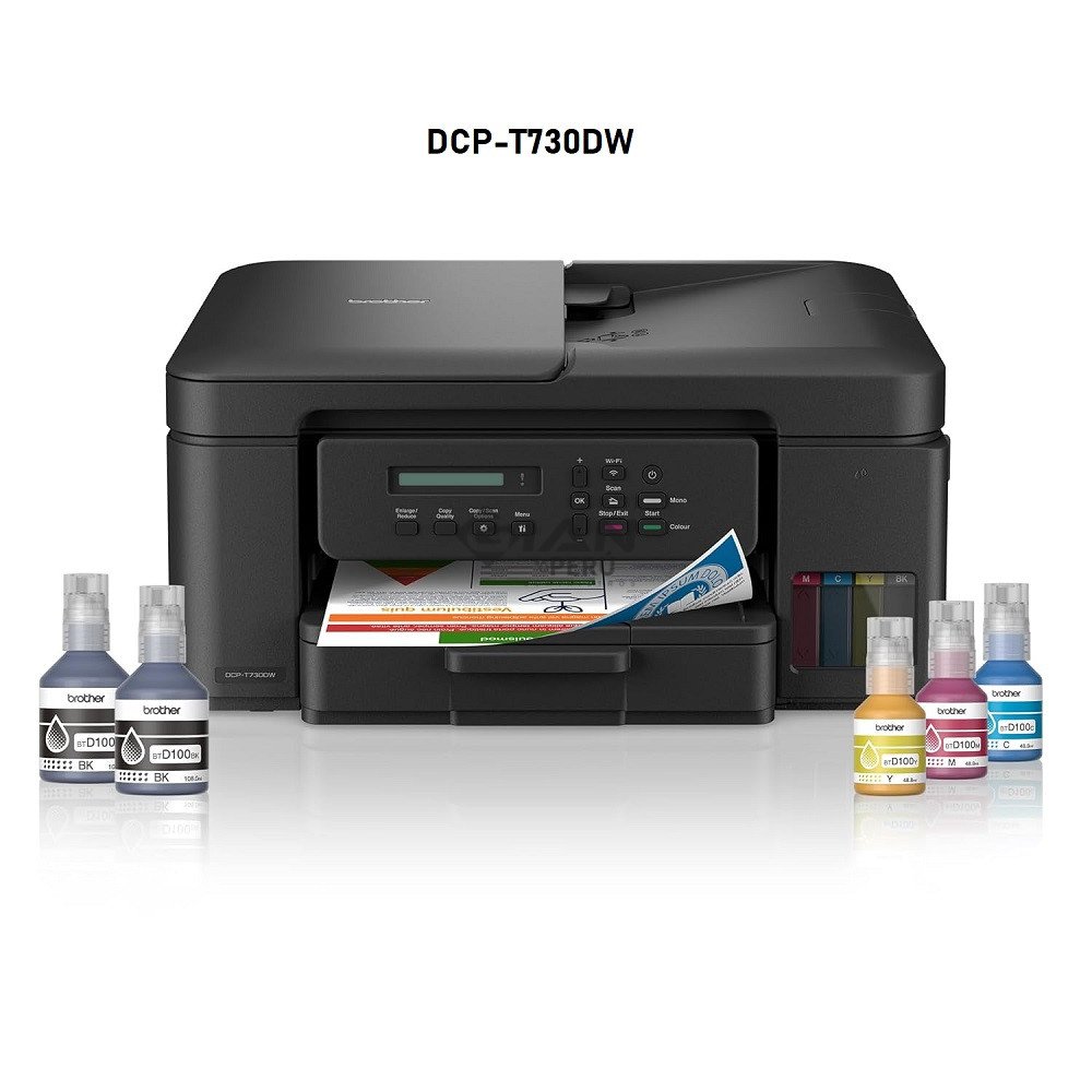 Compra la Impresora Brother DCP-T730DW multifuncional a color con WiFi, dúplex automático, ADF y tanque de tinta de alto rendimiento.