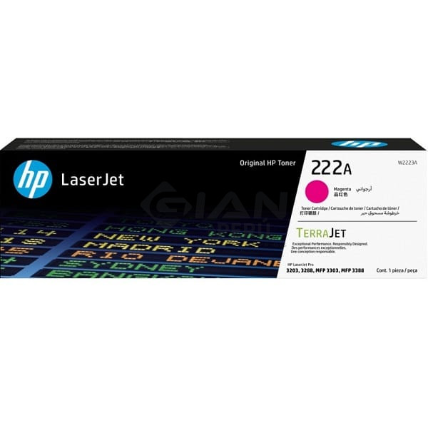 Toner HP W2223A (222A) Magenta, Para impresoras Hp L.J.Pro 3201 |3204| 3303 |MFP 3288DN |3388SDW |3388FDW, Rendimiento 1,200 Págs.