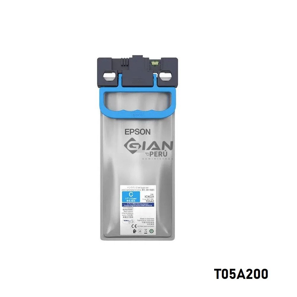 Tinta Epson T05A200 Cyan original para WF-C878R y WF-C879R. Alta capacidad, hasta 20.000 páginas. En stock y envíos a todo el Perú.
