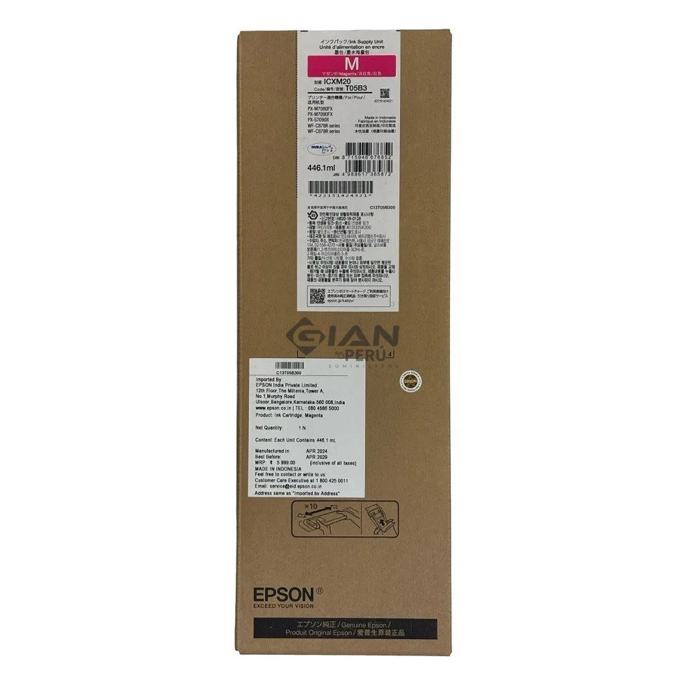Tinta Epson T05B320 Magenta Original para WF-C878R y WF-C879R. Ultra alta capacidad, DURABrite Pro y hasta 50,000 páginas ISO.
