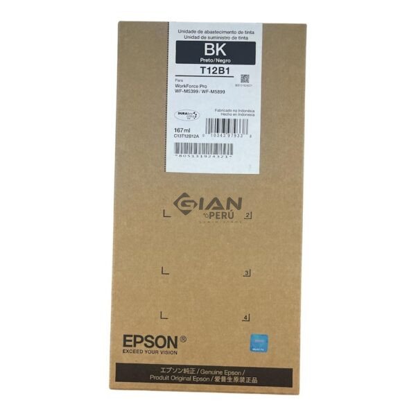 Compra la Tinta Epson T12B1 Negro Original C13T12B12A para Epson WorkForce Pro WF-M5399 y WF-M5899. Rendimiento 10,000 páginas.