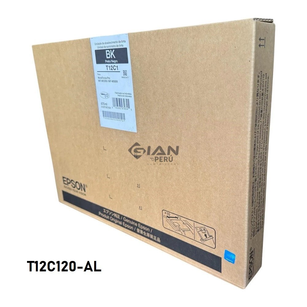 Compra la Tinta Epson T12C1 Negro Original T12C120-AL de alta capacidad WorkForce Pro WF-M5399 y WF-M5899. Hasta 40,000 páginas