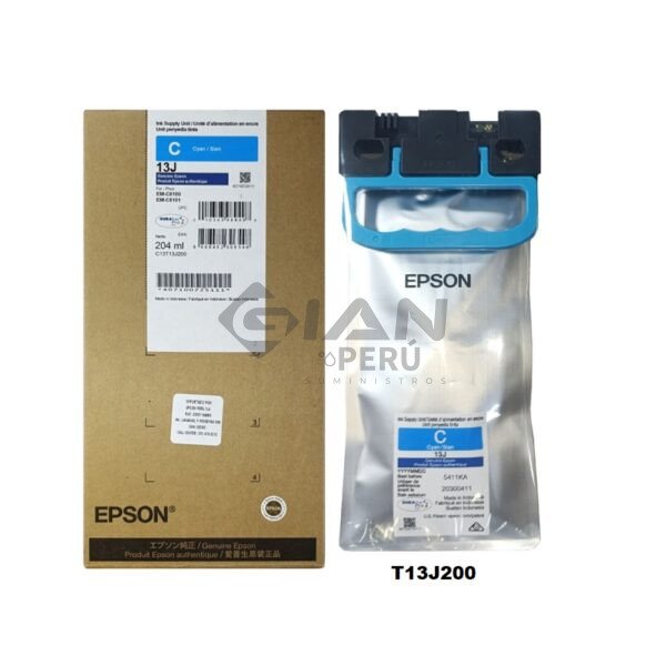 bolsa-de-tinta-epson-t13j200-wf-em-c8100-em-c8101-cian-original El cartucho Bolsa de Tinta Epson T13J200 Cian 204ml, Es Compatible Con Epson ® WorkForce EM-C8100 / EM-C8101, Con 15,000 Páginas.