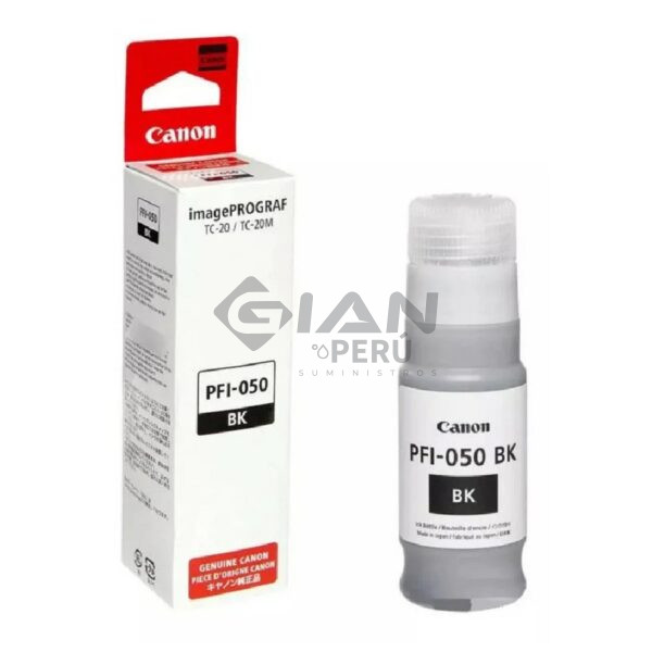 Botella de Tinta Canon PFI-050, Es compatible con los siguientes modelos Canon imagePROGRAF TC-20 / iPF TC-20M, negro 7,300 Páginas.