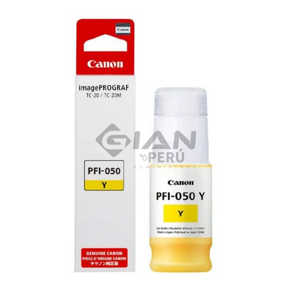 Botella de Tinta Canon PFI-050, Es compatible con los siguientes modelos Canon imagePROGRAF TC-20 / iPF TC-20M, Yellow 7,300