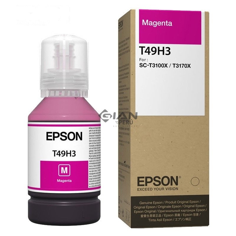 Botella Tinta Epson T49H300 Magenta, Código T49H300 es Compatible con Impresoras Epson Surecolor t3170x, sc-t3100x Rendimiento 6,000 Páginas.