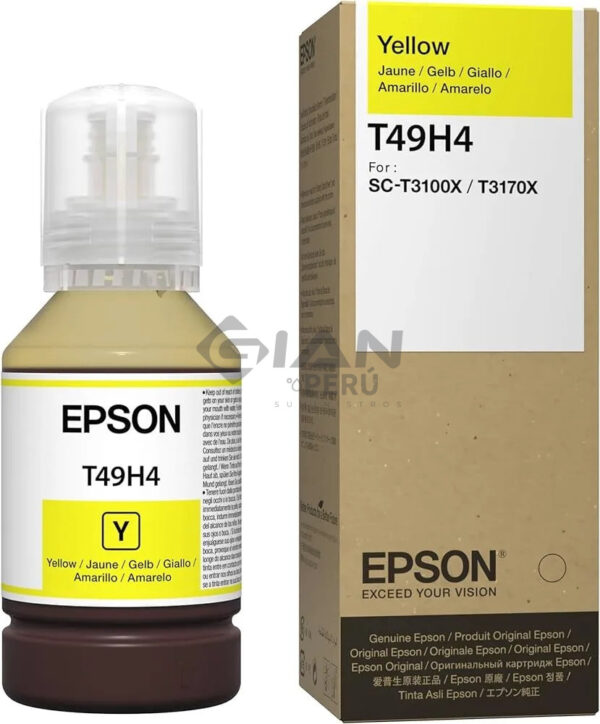 botella-tinta-epson-t49h400-yellow-t3170x-sc-t3100x Botella Tinta Epson T49H400 Yellow, Código T49H400 es Compatible con Impresoras Epson Surecolor t3170x, sc-t3100x Con Rendimiento 6,000 Páginas.