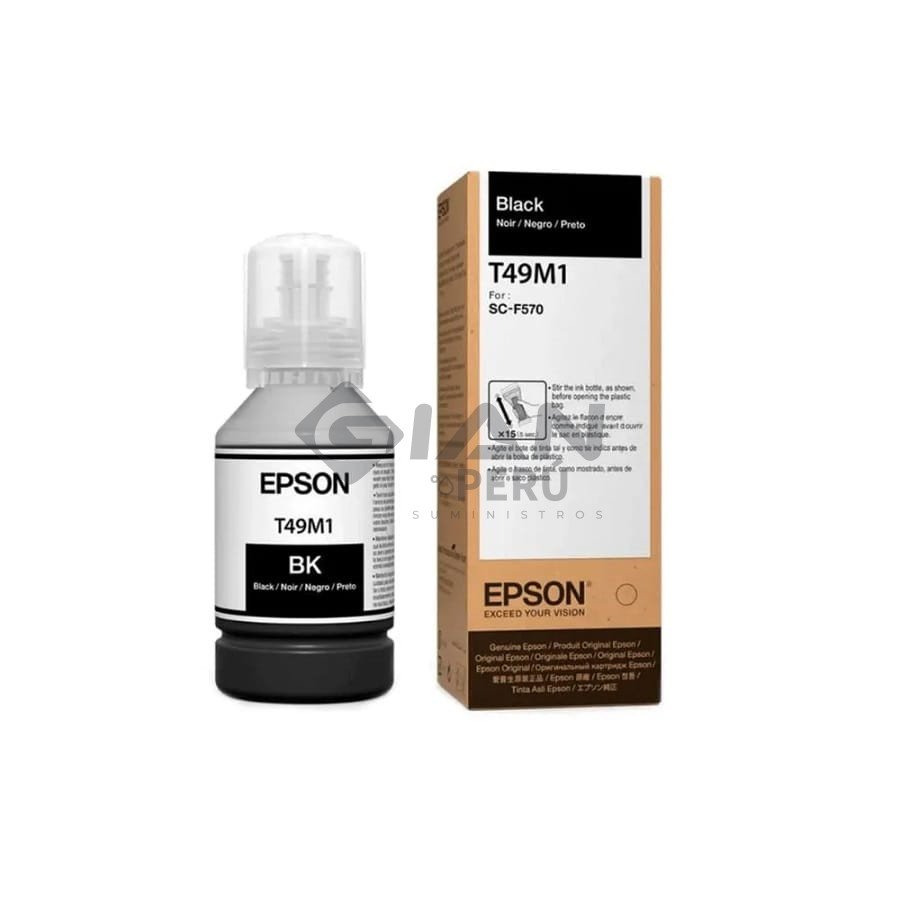 La Botella Tinta Epson T49M120 Negro, Código T49M120 es Compatible con Impresoras Epson Surecolor F570, SC-F571, SC-F170 Rendimiento 6,000 Páginas.