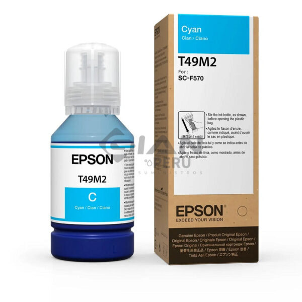 botella-tinta-epson-t49m220-cian-sc-f570-sc-f571-f170 La Botella Tinta Epson T49M220 Cian, Código T49M220 es Compatible con Impresoras Epson Surecolor F570, SC-F571, SC-F170 Rendimiento 6,000 Páginas.