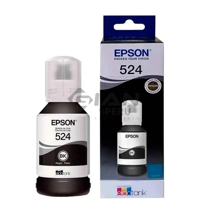 La Botella De Tinta Epson T524 Negro, Código T524120-AL es Compatible con Impresoras Epson EcoTank L15150, L15160, L6490 7,500 Paginas.