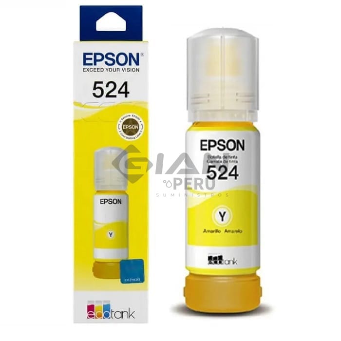 La Botella De Tinta Epson T524 Yellow, Código T524420-AL es Compatible con Impresoras Epson EcoTank L15150 | L15160 | L649 6,000 Páginas.