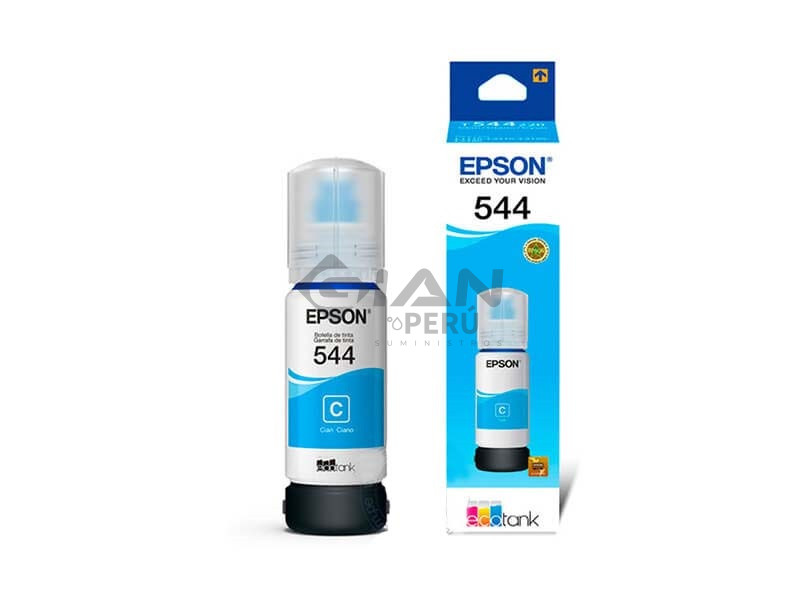 La Botella Tinta Epson T544 Cian, Código T544220-AL es Compatible con Impresoras Epson EcoTank L3110 / L3160 / L5590. 7,500 Páginas.