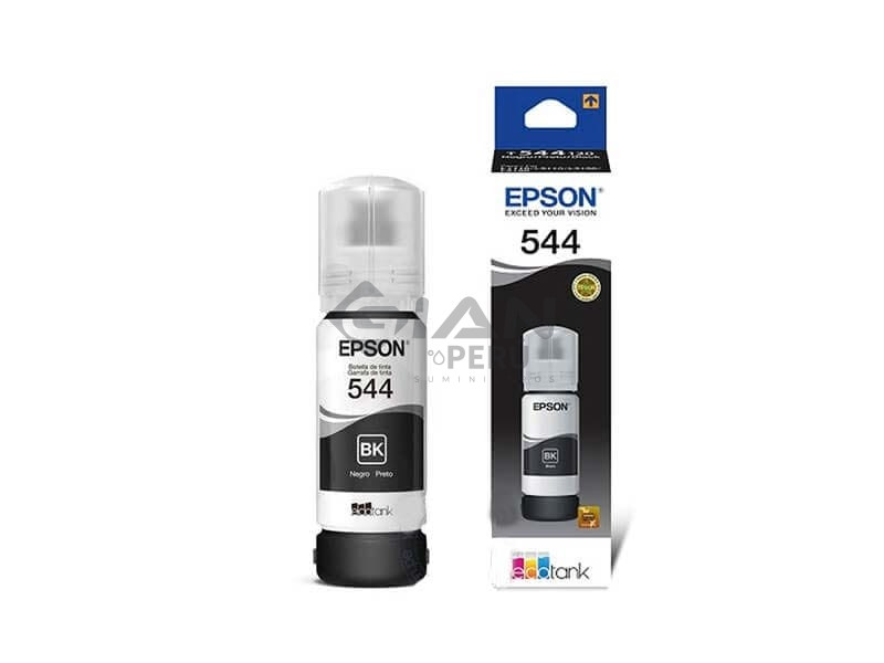 La Botella Tinta Epson T544 Negro, Código T544120-AL es Compatible con Impresoras Epson EcoTank L3110 / L3160 / L5590 para 7,500 Páginas.