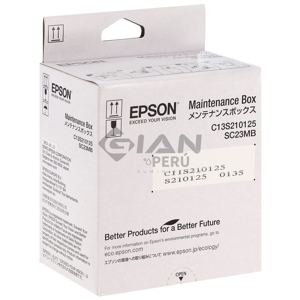 La Caja de Mantenimiento Epson SC23MB, Es Compatible Con Impresora Epson SureColor SC-F100 / SC-F130 / SC-F160 / SC-F170.
