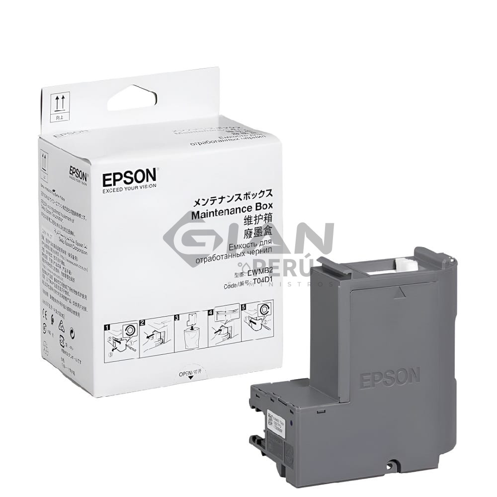 La Caja de Mantenimiento Epson T04D100/EWMB2, Es Compatible Con Impresora L6170 / L6191 / L14150 / ET-M3170 / ET.3750 / ET-4850.