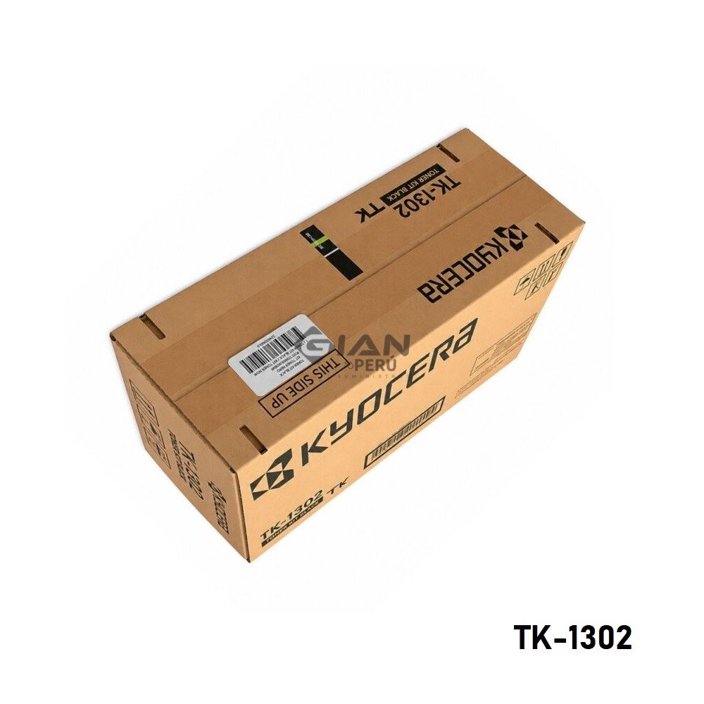 Cartucho Tóner Kyocera TK-1302 Negro Original para ECOSYS PA4000wx, ideal para obtener impresiones profesionales y un rendimiento de hasta 3,000 páginas.