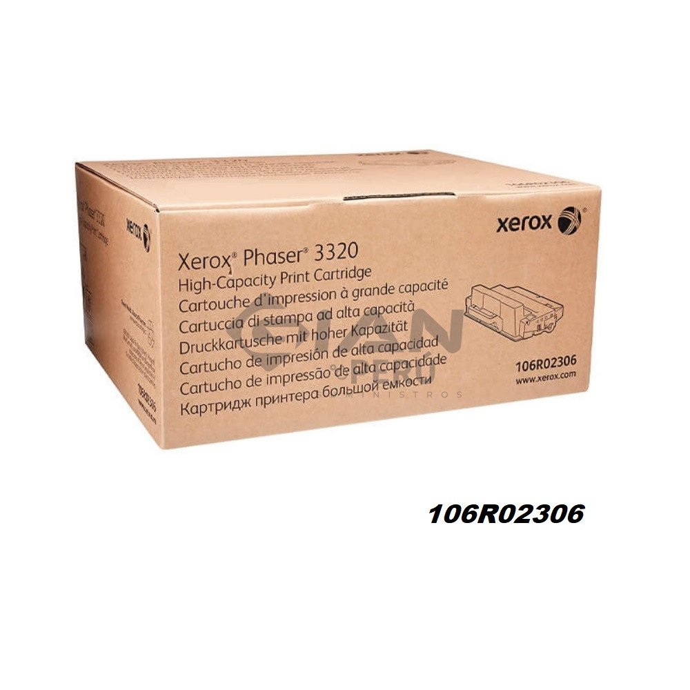 El Cartucho de Toner Xerox 106R02306 Negro, Es Compatible Con Impresora Xerox phaser 3320, Con Rendimiento 11,000 Páginas.