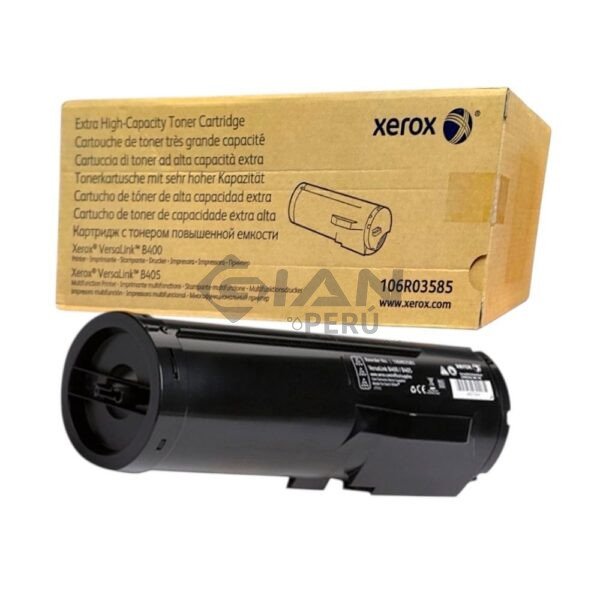 El Cartucho de Toner Xerox 106R03585, Es Compatible Con la Impresora Xerox VersaLink B400 / B405, Negro Con Rendimiento 24,600 Páginas.