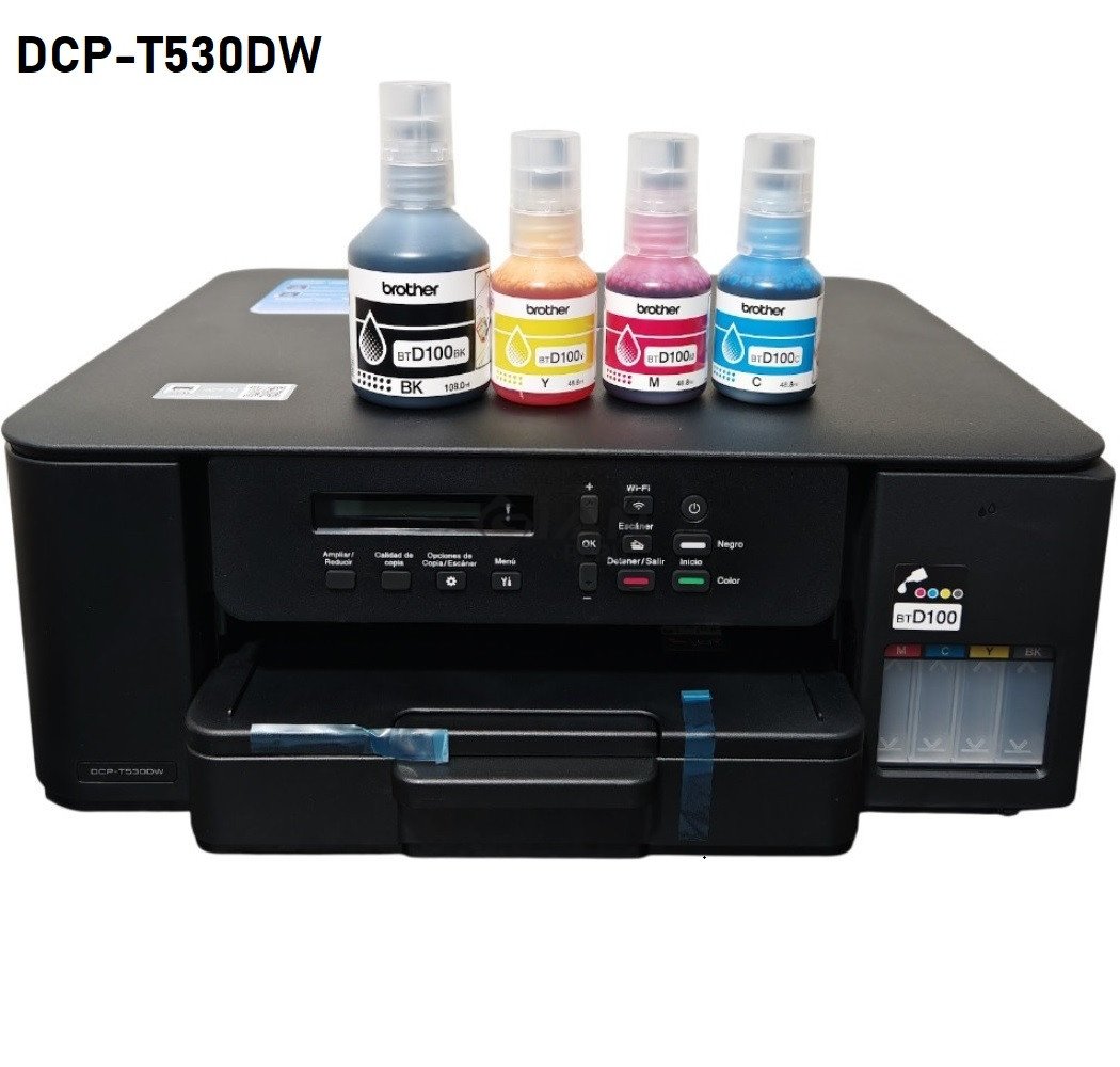 Compra la Impresora Brother DCP-T530DW, multifuncional con sistema de tinta continua, impresión dúplex automática, WiFi.