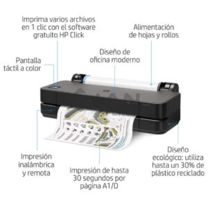 Impresora Plotter Hp DesignJet T250 24in 5HB06A, proyectos de varios tamaños A3 y A1 de forma, velocidad de hasta 30 segundos por plot A1