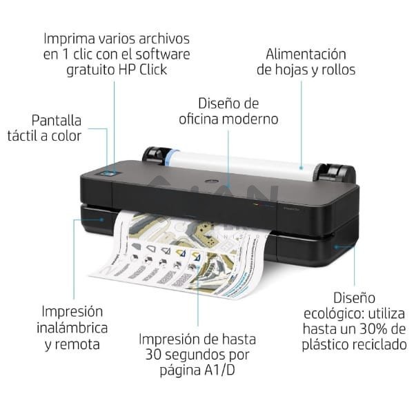 Impresora Plotter Hp DesignJet T250 24in 5HB06A, proyectos de varios tamaños A3 y A1 de forma, velocidad de hasta 30 segundos por plot A1