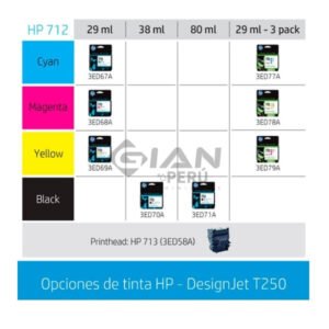 Impresora Plotter Hp DesignJet T250 24in 5HB06A, proyectos de varios tamaños A3 y A1 de forma, velocidad de hasta 30 segundos por plot A1