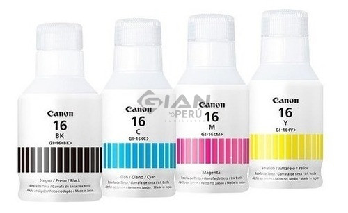 El kit Botella de Tinta Canon GI-16 CMYBK , Es compatible con los siguientes modelos de Impresora Canon Maxify GX-6010 GX710.