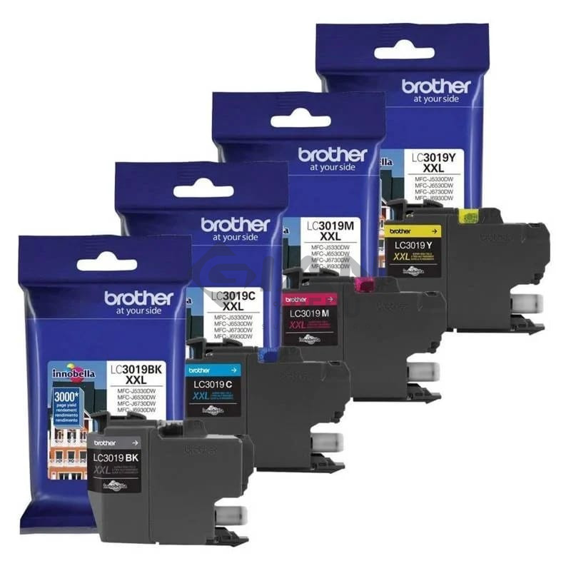 El Kit de Cartucho Tinta Brother LC-3019XXL, Es Compatible Con Impresora Brother MFC-J5330dw, MFC-J6730dw, Negro 3,000/color 1,500 Págs.