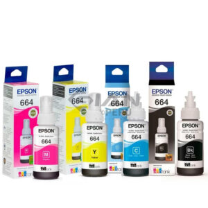 El Kit De Tinta Epson T664 CMYK Código T664120, T664220, T664320, T664420 es Compatible con Impresoras Epson  L210| L355 | L475 | L555 | L1300 6,000 Páginas.