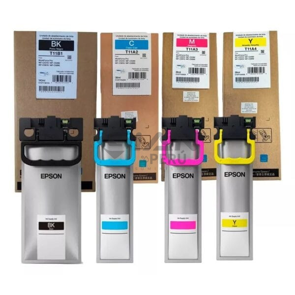 El Kit Bolsa de Tintas Epson T11B y T11A, Es Compatible Con Impresoras Epson workForce Pro WF-C5810/ WF-C5890 Negro 10k y color 5k Págs
