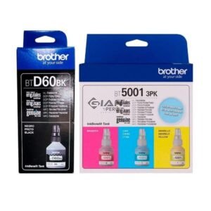 Compra el Kit de Tintas Brother BTD60BK + BT5001 CMY Original . Incluye Negro, Cyan, Magenta y Amarillo para Brother InkBenefit Tank.