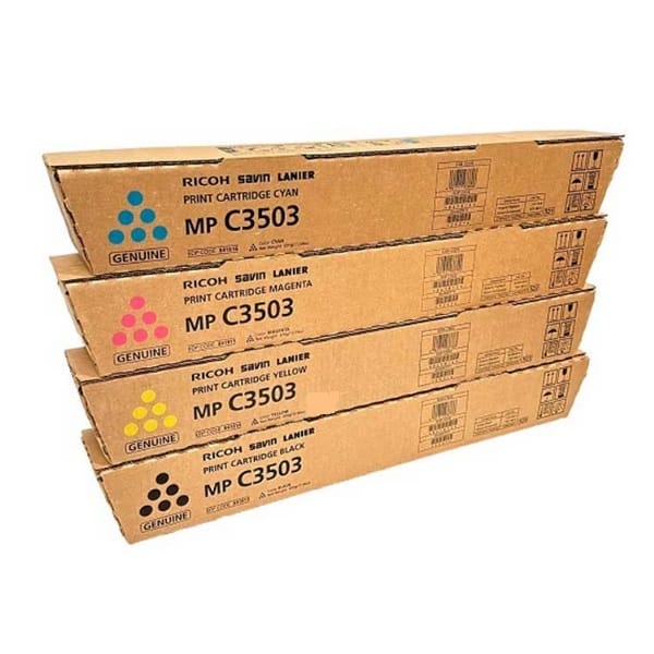 Kit Toner Ricoh MP C3503 para MP-C3503. El kit incluye 841813 , 841814 , 841815 , 841816. Rendimiento: Negro 29.500 / Color 18.000 Páginas