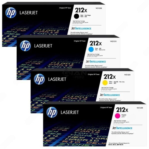 Tóner HP 212X Negro, cyan, yellow, magenta Original para M554, M555 y M578. Compra tóner HP en Perú.