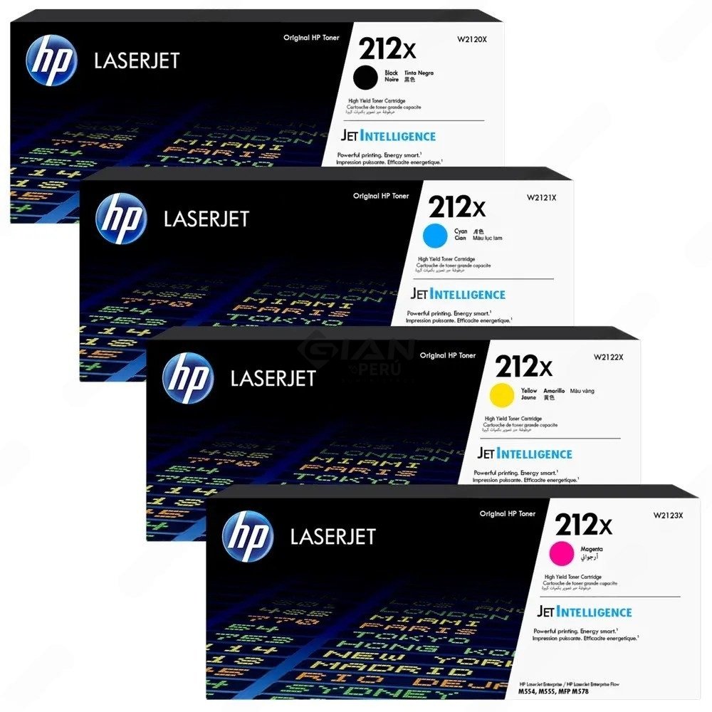 Tóner HP 212X Negro, cyan, yellow, magenta Original para M554, M555 y M578. Compra tóner HP en Perú.