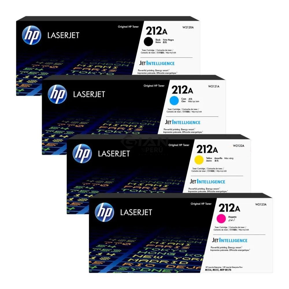 Pack de Tóner HP 212A Original para M554, M555 y M578. Compra tóner HP original en Perú.