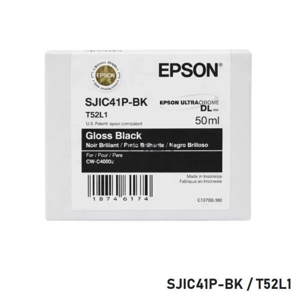 Compra la Tinta Epson SJIC41P / T52L1 Negro C13T52L120 Original, para Epson ColorWorks CW-C4000 con tinta pigmentada de alta calidad.