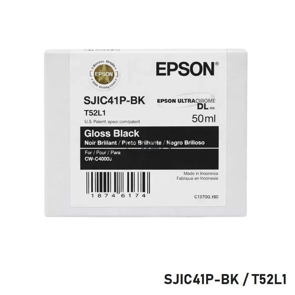 Compra la Tinta Epson SJIC41P / T52L1 Negro C13T52L120 Original, para Epson ColorWorks CW-C4000 con tinta pigmentada de alta calidad.