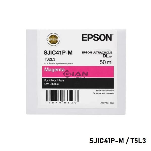 Compra la Tinta Epson SJIC41P / T52L3 Magenta C13T52L320 Original para Epson ColorWorks CW-C4000. Cartucho de 50 ml.