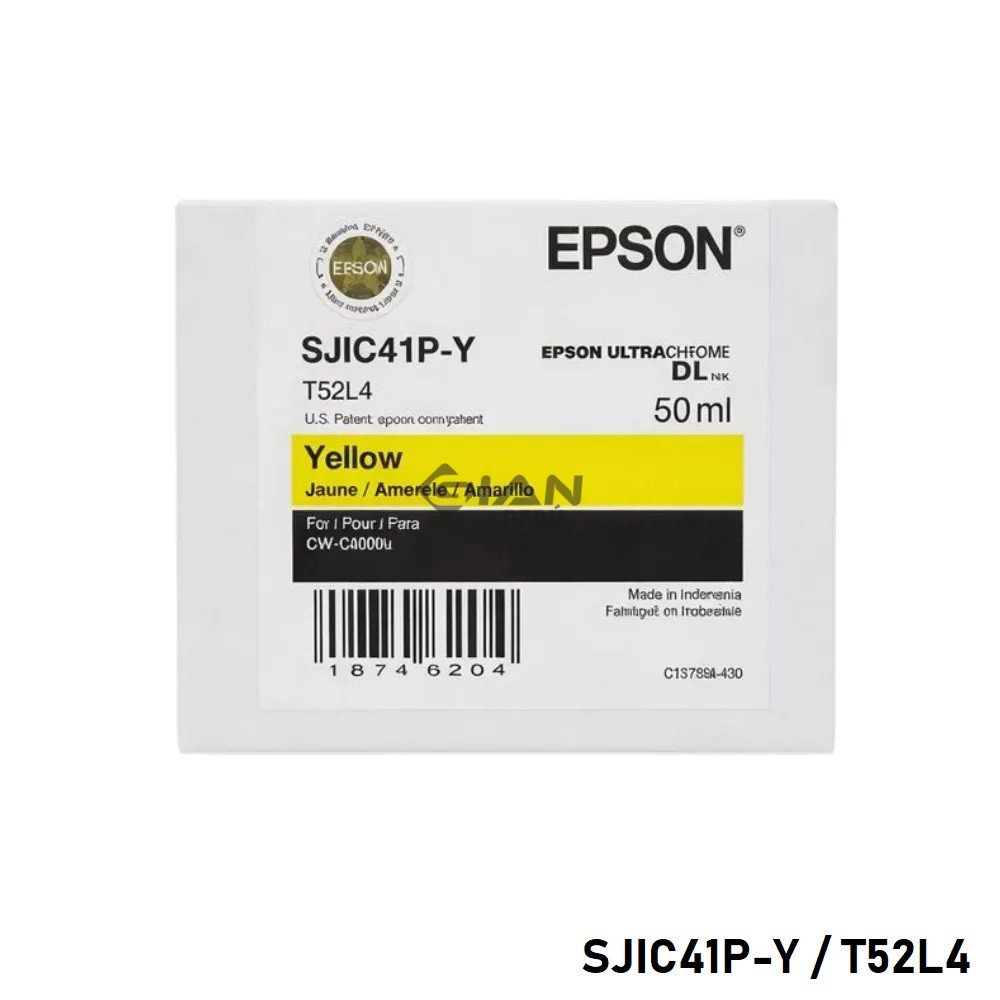 Compra la Tinta Epson SJIC41P / T52L4 Yellow C13T52L420 Original para Epson ColorWorks CW-C4000. Cartucho de 50 ml.