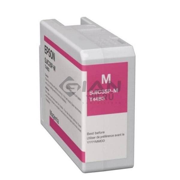 El Cartucho de Tinta Epson SJIC35P-M Magenta C13T44B320, Es Compatible Con Impresoras Epson CW-C6000| CW-C6500, Volumen 80ml.