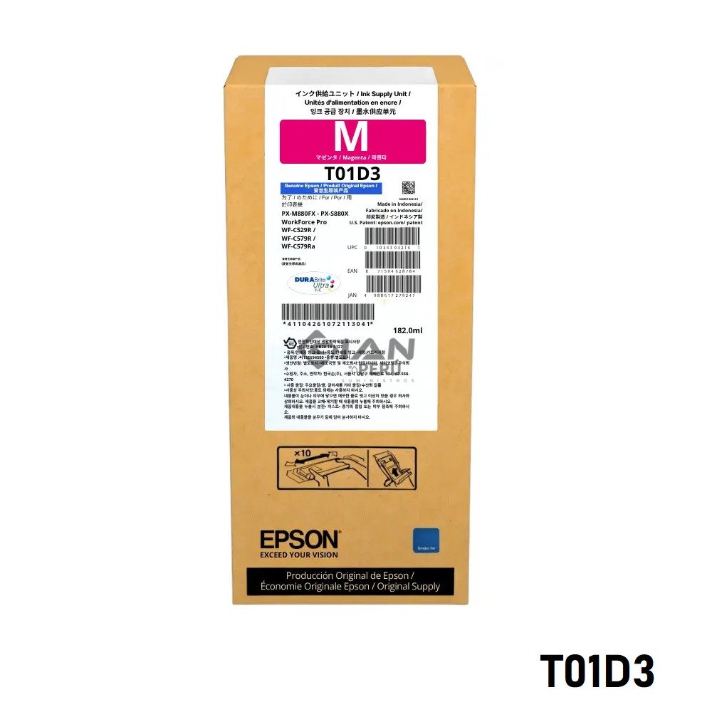 Compra la Tinta Epson T01D320 Magenta Original C13T01D320 para impresoras Epson WorkForce Pro. Alto rendimiento. Envíos a todo el Perú