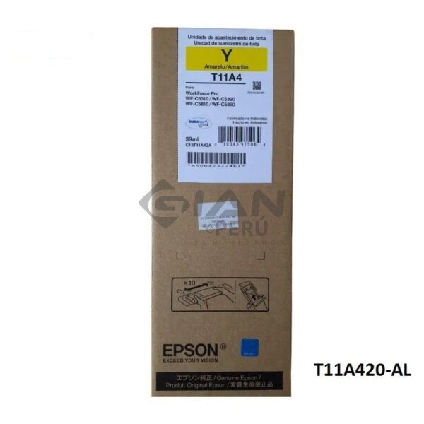 Compra la tinta Epson T11A420 Yellow Compatible con impresoras Epson WorkForce Pro WF-C5310, WF-C5390, WF-C5810 y WF-C5890.