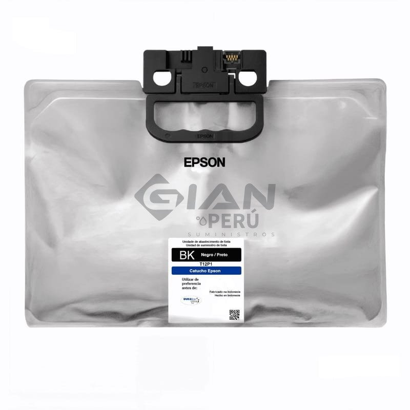 La Bolsa de Tinta Epson T12P100 T12P Negro, Es Compatible Con Impresoras Epson workForce Pro EM-C800| EP-C800, 50,000 Páginas.