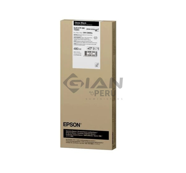 El Cartucho de Tinta Epson T55N120 SJIC47P Brillante Black, Es Compatible Con Impresora Epson ColorWorks CW-C8000u Volumen 480ml.