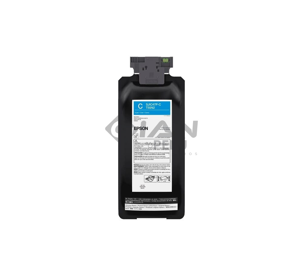 El Cartucho de Tinta Epson T55N220 Cyan SJIC47P-C, Es Compatible Con Impresora Epson ColorWorks CW-C8000u Volumen De Tinta 480ml.