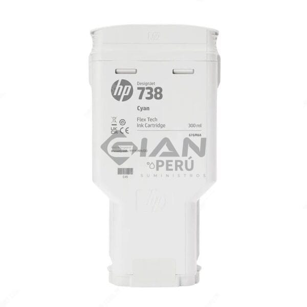 El Cartucho de Tinta Hp 676M6A Cyan 738, Es Compatible Con Impresoras Plotter Hp DesignJet T850 / T950 MFP Series, Volumen 300 Mililitros.